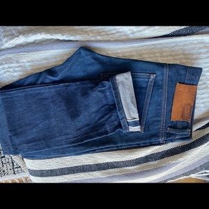 Natural Indigo Selvedge, size 30. Super skinny fit